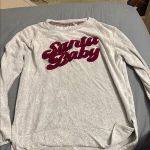 Gray Long Sleeve Top with Red Text